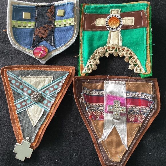 Four one of a kind patches, appliqué, handmade, boho.  PTCH005 - Picture 1 of 6
